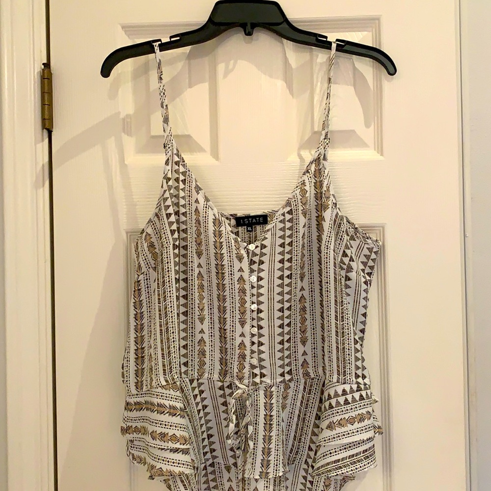 Darling white tank with camel and black design